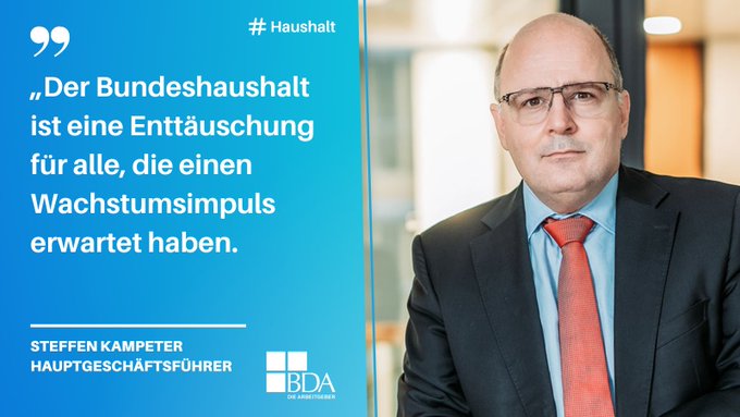BDA-Hauptgeschäftsführer Steffen Kampeter - Zitat zum Bundeshaushalt - ©BDA, Kruppa
