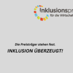 Inklusionspreis für die Wirtschaft 2024 - Inklusion überzeugt! Die Preisträger stehen fest -Kachel mit Logo und Schriftzug